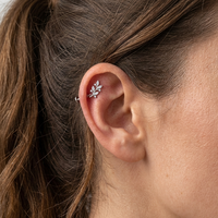 Piercing plat à enfiler 16G pour l'oreille (cartilage, hélix, tragus), le nez et le lèvre, avec zircone cubique, hypoallergénique
