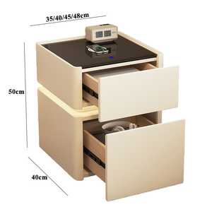 Chevets flottants naturelistes avec lampe intelligente, 2 tiroirs, <span class=keywords><strong>table</strong></span> <span class=keywords><strong>de</strong></span> <span class=keywords><strong>chevet</strong></span> pour chambres à coucher, hôtels - Product Image 6
