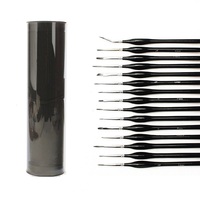 Lot de 15 pinceaux miniatures professionnels pour aquarelle, peinture acrylique à l'huile avec sac en feutre