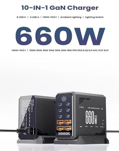 แท่นชาร์จ USB 660W 10 พอร์ต ชาร์จเร็ว อะแดปเตอร์ตั้งโต๊ะ Type-C USB-A PD สำหรับอุปกรณ์พกพา - Product Image 2