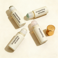 Flacon roll-on en verre ambré transparent de 30 ml et 50 ml, rechargeable, pour huiles essentielles, parfums, soins de la peau, logo personnalisé avec bille roulante en pierre précieuse
