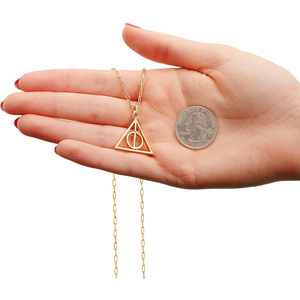 Gemnel Deathly Hallows Spinning 18K chapado en oro Triángulo personalizado clip cadena collares - Product Image 3