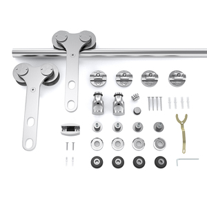 Kit de quincaillerie pour <span class=keywords><strong>porte</strong></span> <span class=keywords><strong>coulissante</strong></span> double en acier inoxydable à roulement lourd, silencieux, à glissière, pliable, SS304, 6,6 pieds/2 m - Product Image 2