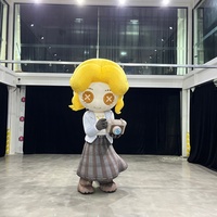 Modèle de fille de dessin animé gonflable personnalisé avec caméra, personnage de dessin animé géant gonflable pour la publicité