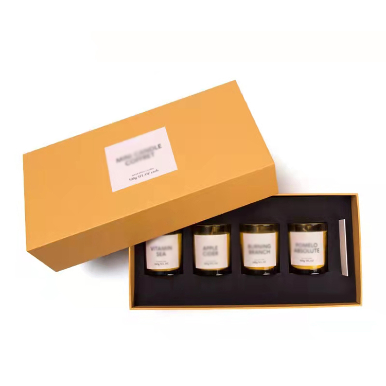 custom paper hard cardboard holographic matte black wax scented candles gift boxes packaging