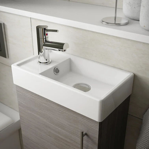 Meuble-lavabo de <span class=keywords><strong>salle</strong></span> de <span class=keywords><strong>bain</strong></span> moderne en <span class=keywords><strong>bois</strong></span>, une porte, finition imperméable, blanc, avec lavabo - Product Image 3