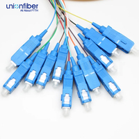 Cable de Fibra Óptica Monomodo de 12 Hilos para Red de Centro de Datos FTTX 5G, Pigtail de Fibra Óptica SC UPC PVC LSZH