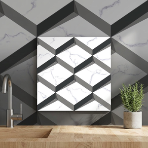 Carreaux de sol en céramique à jet d'encre effet pierre brillante 3D moderne 400x400mm, rustiques et élégants pour hall et salle de bain - Product Image 6
