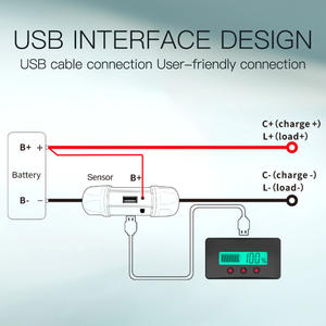 Peacefair PZEM-033 50A 0.5M USB Voltímetro Digital <span class=keywords><strong>Amp</strong></span> Battery Capacity <span class=keywords><strong>Tester</strong></span> para 12V 24V 48V Bateria Monitoramento Celular - Product Image 5