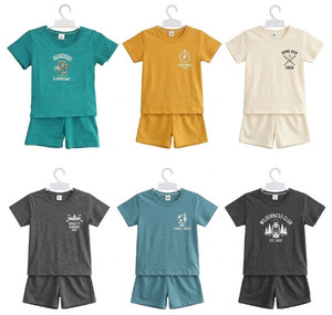 Ensembles vintage d'été pour enfants en gros, motifs universitaires variés, col rond, manches courtes, sans manches, 100 % coton - Product Image 2