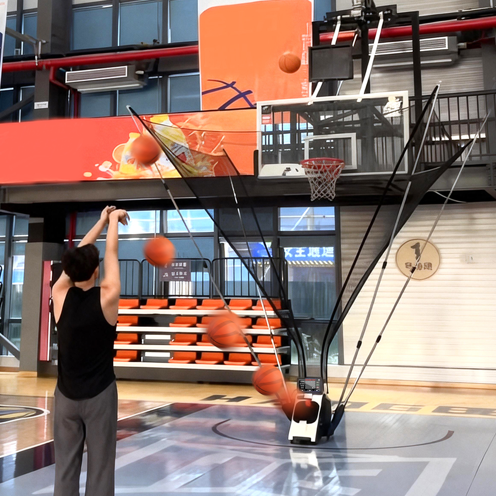 2026 New Arrival Portable Automatic Basketball Serve Machine LED Screen Display Save Training Data Basketball Shooting Machine