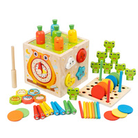 Cubo de Actividades Montessori Duradero para Combinar Colores, Clasificador de Formas Multifuncional, Juguete Educativo de Pesca de Madera para Niños