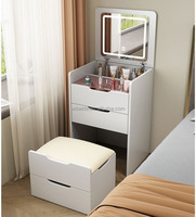 Coiffeuse compacte moderne avec miroir sur pied en MDF, commode de chambre à coucher pour gagner de la place, pour chambre à coucher, salon, appartement, hôtel