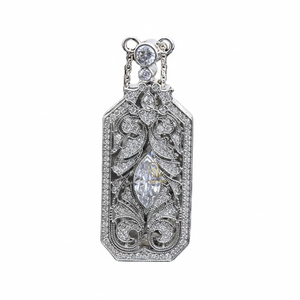 Elegante aspecto Marquesa y Diamante redondo Circa 1910's Art Deco cóctel estilo Vintage que se puede abrir antiguo medallón colgante para mujer - Product Image 1