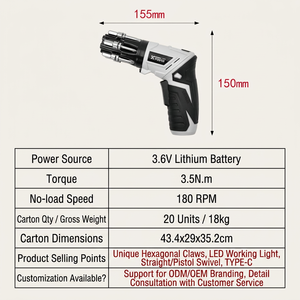 Destornillador Eléctrico de 3.6V con Batería de Litio y Cargador Tipo-C Incluido, Taladro Eléctrico para Bricolaje - Product Image 4