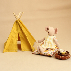 Dễ Thương Vải Mouse Doll Set với Lều đệm <span class=keywords><strong>Mini</strong></span> Tea Set cho trẻ em giả vờ chơi - Product Image 2