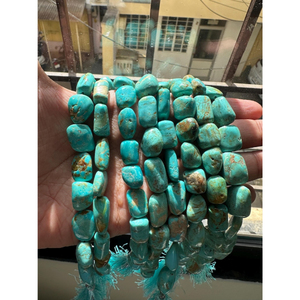 Perles lisses et polies en turquoise d'Arizona véritable, collier de bijoux bohèmes, 8-10 mm, prix de gros - Product Image 1