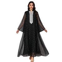 Robe Fluide à Accent Strass OEM/ODM, en Stock, Qualité Supérieure, Matériaux de Luxe, Mode Islamique d'Istanbul, Vêtements Islamiques