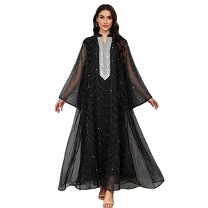 Abito Fluido con Accenti in Strass OEM/ODM, Vestito Islamico <span class=keywords><strong>di</strong></span> Moda <span class=keywords><strong>di</strong></span> <span class=keywords><strong>Istanbul</strong></span> con Perline, Materiale <span class=keywords><strong>di</strong></span> Qualità, Disponibile per Spedizione Internazionale - Product Image 5
