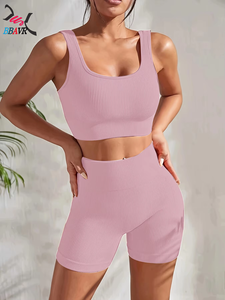 Ensemble de soutien-gorge de sport pour femmes, ensemble de veste de yoga sans couture, ensembles courts pour femmes - Product Image 3