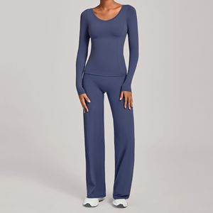 Conjuntos Deportivos para Mujer de 2 Piezas, Pantalones Holgados de Manga Larga Ajustados, Conjunto de <span class=keywords><strong>Yoga</strong></span>, Ropa Deportiva para Pilates <span class=keywords><strong>en</strong></span> Interiores - Product Image 4