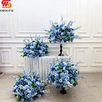 Nouvelle Composition Florale Artificielle Personnalisée SMS de 60 cm, Boule de Fleurs Bleues pour Centre de Table de Mariage et Décoration d'Événements