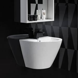 Lavabo mural en céramique fait à la <span class=keywords><strong>main</strong></span> de style minimaliste moderne occidental <span class=keywords><strong>Wc</strong></span> forme ovale blanc facile à nettoyer salle de bain - Product Image 1