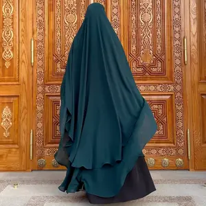 Khimar sifon Double Layer, baju doa wanita Muslim Lebaran Ramadan kualitas tinggi baru grosir, jilbab panjang Khimar