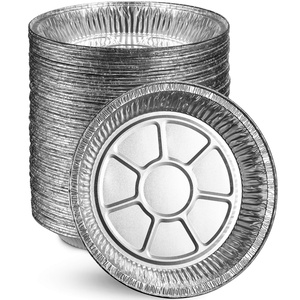 Contenedor de Alimentos Desechable Ecológico de Aluminio de 9 Pulgadas, Bandeja de Aluminio para Llevar, Tapa de Plástico Resistente a Altas Temperaturas - Product Image 1