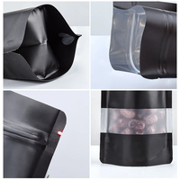 Sacs en mylar hermétiques avec fenêtre transparente Pochette debout à fermeture éclair en feuille d'aluminium finition noire mate personnalisée