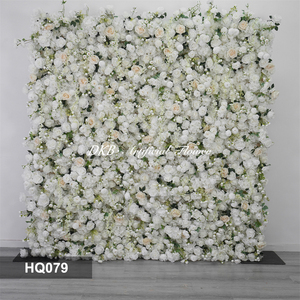 Mur de fleurs personnalisé DKB 8ft x 8ft avec chemin de fleurs blanches et rangée pour décoration de toile de fond de mariage - Product Image 3