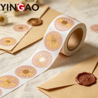Autocollant personnalisé en rouleau, autocollant en feuille d'or imperméable, autocollant à motif de feuilles botaniques pour la décoration de pots de bougies et de bouteilles d'huiles essentielles