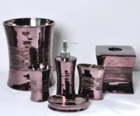 JIA SHUN hotel badkamer ijdelheid producten 6 stuks galvaniseren donker paars keramische badkamer luxe accessoires set