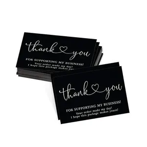 Fabrikant Gepersonaliseerde Custom Goedkope Oem Afdrukken Zwart Papier Met Logo Bruiloft Wenskaart Dank U Kaart Voor Small Business
