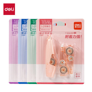 Ruban correcteur Deli 18m, lot rechargeable 1+2, couleurs assorties, en forme de stylo, avec film importé - Product Image 1