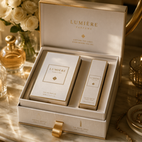Coffret de parfum de luxe avec ruban, logo personnalisé, emballage cadeau pour collection de parfums, vente en gros