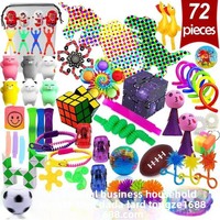 Lot de 24 jouets anti-stress en plastique pour fêtes, comprenant des slime à presser en chaîne, des cubes magiques et des balles de raisin