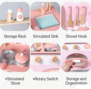 Ensemble de <span class=keywords><strong>cuisine</strong></span> <span class=keywords><strong>en</strong></span> <span class=keywords><strong>bois</strong></span> pour enfants pour l'éducation précoce et les jeux de rôle parent-enfant - Âges 2-13 ans - Product Image 5