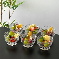 Geperst kristallen glazen schaaltjes met bloemenmotief, premium kwaliteit, voor restaurants, decoratief, voor desserts, salades en fruit.