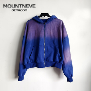 Sweatshirts vintage dégradés avec fermeture éclair pour hommes 100% coton tricoté à capuche coupe ample poids lourd lavé Technique Hoodies - Product Image 2