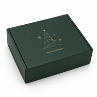 Boîtes d'expédition de Noël de luxe OEM, vert mat avec estampage à chaud doré, boîte e-commerce pliable et recyclable, boîtes d'expédition postales