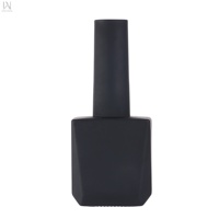 Fabrication OEM ODM : Flacons en verre vides pour vernis à ongles, 12 ml, avec revêtement caoutchouc noir mat, forme irrégulière, avec bouchons et pinceaux