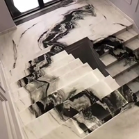 Carreaux de marche d'escalier en pierre naturelle moderne en gros de l'usine Boton Stone, marbre blanc Panda poli pour villa intérieure, garantie 1 an