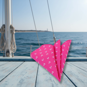 Pañuelo de algodón para hombre adulto, talla única, con estampado de anclas en rosa y blanco, estilo marinero. - Product Image 3
