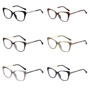 Lunettes de vue œil de chat Tr90, monture intégrale, verres anti-lumière bleue, unisexe, monture en métal, design bicolore ultraléger - Product Image 4