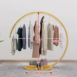 K Metal Garment Display Rack Arc Clothes <b>Hanger</b> <b>Stand</b> Double Tier Storage Organizer for Bathroom Balcony Retail Showroom - Product Image 3