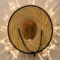 Chapeau de paille à feuilles de palmier avec sangle de menton réglable, personnalisez votre propre logo, chapeau de paille à large bord, sombrero, chapeau de paille de plage, chapeau de paille de sauveteur personnalisé