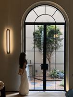 Puerta Arqueada de Acero, Fabricante de Fábrica, Acero Galvanizado Personalizado, Estilo Francés Moderno, Marco Delgado, Aislamiento Térmico, para Exterior/Dormitorio