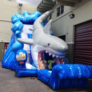 Nouveau design toboggan <span class=keywords><strong>gonflable</strong></span> de qualité commerciale toboggan <span class=keywords><strong>gonflable</strong></span> de <span class=keywords><strong>requin</strong></span> toboggan aquatique extérieur avec <span class=keywords><strong>piscine</strong></span> à vendre - Product Image 2
