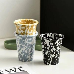 Esmalte campamento al aire libre Vintage rojo Splash Splatter Slosh Splatterware sin mango esmalte café <span class=keywords><strong>cerveza</strong></span> beber vaso de vidrio corto - Product Image 3
